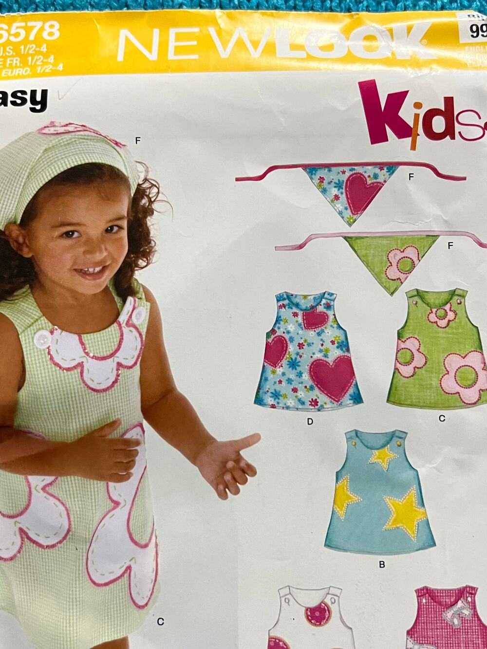 Simplicity 6578 Sewing pattern girls dress aline kerchief size 1/2-4